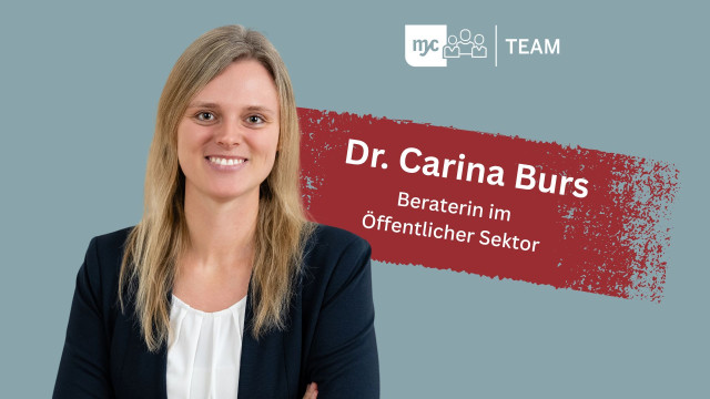 Titelbild vom get to know us Video mit Carina Burs. Man sieht Carina Burs in die Kamera lächeln.